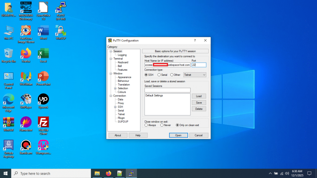 Putty Login at Windows 10 Pro