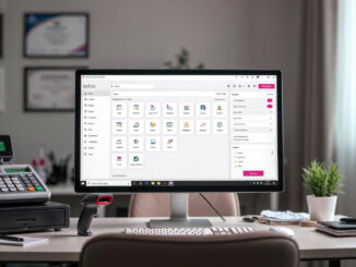 ඔඩූ POS මෘදුකාංගය Windows PC එකේ ධාවනය වන ආකාරය – Odoo POS interface on computer with cash drawer and barcode scanner for Sri Lankan small business