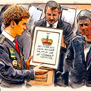 A drawing of white prince facing a phone hacking trial at a us court