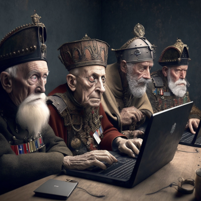 All old kings playing AoE in their computers